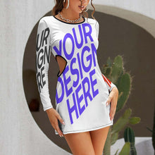Lade das Bild in den Galerie-Viewer, Multi-Image-Design Damen / Frauen Langarm Kleid mit Cut-Out NZ038 mit Foto Design Motiv Text selbst gestalten und bedrucken
