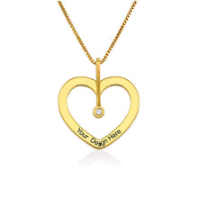 Lade das Bild in den Galerie-Viewer, Herz Halskette mit Diamanten X0068 mit Wunschgravur mit 18K Gold Roségold Vergoldung selbst gestalten
