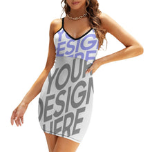 Lade das Bild in den Galerie-Viewer, Multi-Image-Druck Damen Slingkleid V Ausschnitt Babydoll Spaghettiträger Dress für Damen NZ006 mit Fotos Muster Text Logo selbst gestalten und bedrucken
