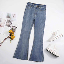 Lade das Bild in den Galerie-Viewer, Multi-Image-Druck Damen / Frauen Schlagjeans Stretch Jeans Skinny Denim Schlaghose MC603 mit Fotos Muster Text Logo selbst gestalten und bedrucken
