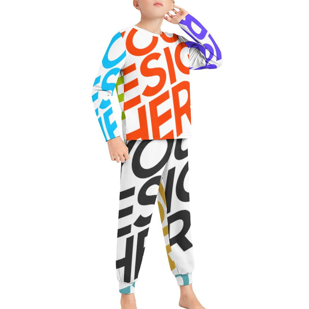 Multi-Image-Druck Voll Druck Pyjama Kinder Jung JTZ (Packung, 2 tlg) in langer Form mit Fotos Muster Text Logo selbst gestalten und bedrucken