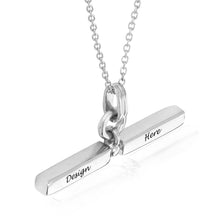 Lade das Bild in den Galerie-Viewer, Super T bar Kette X0050 in Sterling Silber mit Gravur mit 18K Gold Roségold Vergoldung Länge verstellbar selbst gestalten
