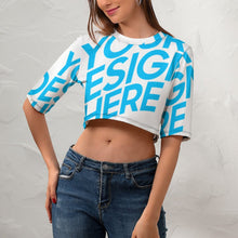 Lade das Bild in den Galerie-Viewer, T-Shirt TSHIRT Crop Top mit 2/3 Arm super kurz NZ110 - Damen / Frauen - selbst gestalten und bedrucken
