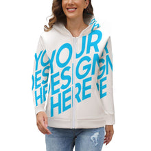Lade das Bild in den Galerie-Viewer, FULL - ZIP HOODIE Kapuzensweatjacke Sweatjacke mit Reißverschluss und Taschen Voll-Druck BH1 für Damen Frauen mit Foto Muster Text selbst gestalten und bedrucken

