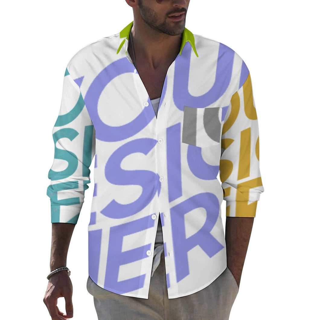 Multi-Image-Druck Langarmhemd Shirt mit Reverstasche AY007 für Herren mit Fotos Muster Text Logo selbst gestalten und bedrucken
