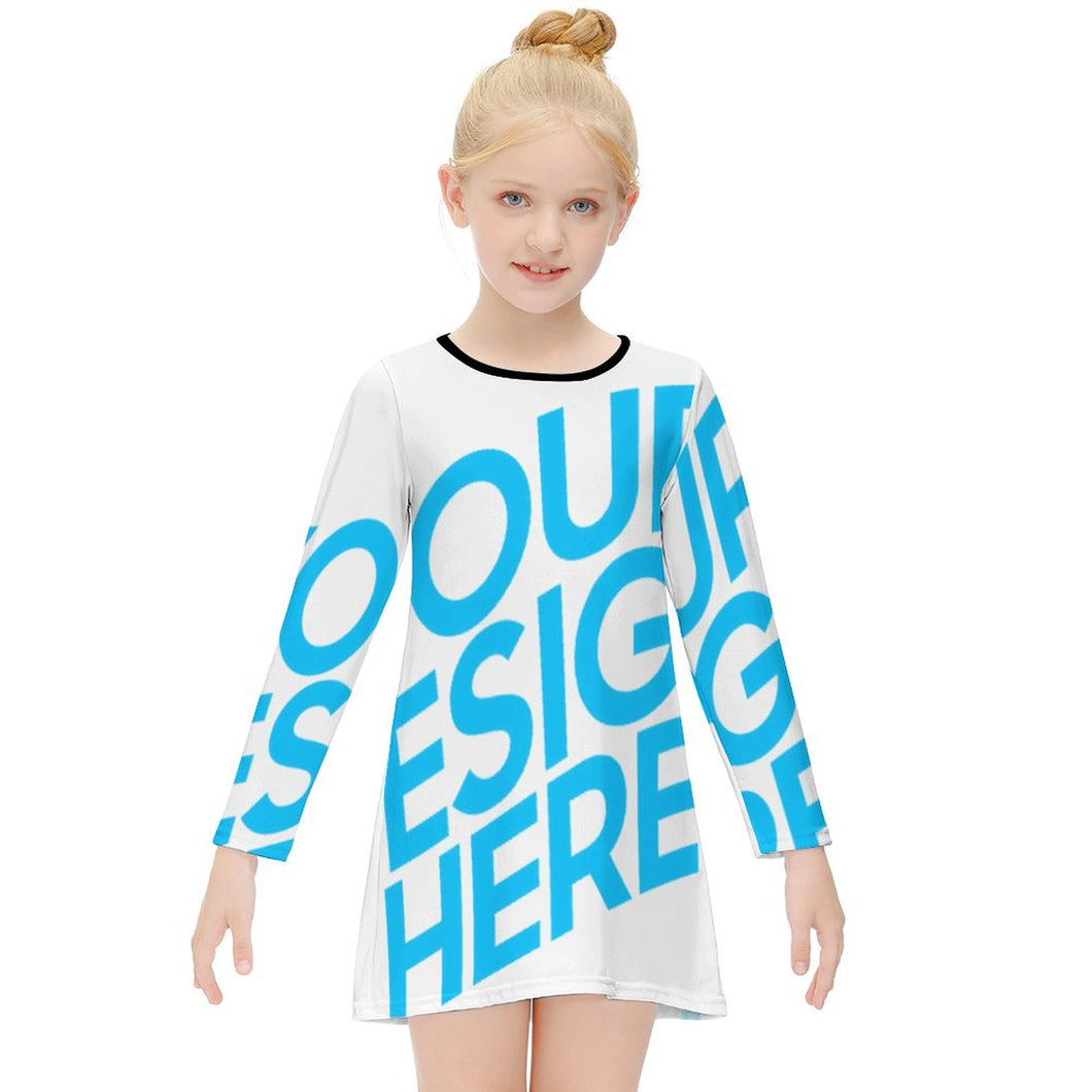 Kleid mit langen Ärmeln ET015 für Mädchen mit Foto Text selbst gestalten und bedrucken