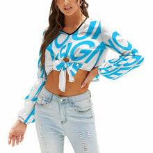 Lade das Bild in den Galerie-Viewer, Langarm Crop Shirt Knotted Tee NZ131 mit modischem Knotendetail Damen / Frauen mit Foto / Text selbst gestalten und bedrucken
