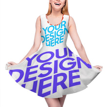 Lade das Bild in den Galerie-Viewer, Runder Kragen, ohne Ärmel, Kurzes und casuales Kleid für Damen Frauen mit Ihrem eigenen Design Logo oder Foto selbst gestalten und bedrucken
