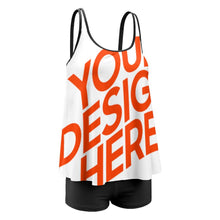 Lade das Bild in den Galerie-Viewer, Multi-Image-Druck Damen / Frauen Badeanzug Set Tankini Top mit Hose in bauchbedeckender Form QZ6072 mit Fotos Muster Text Logo selbst gestalten und bedrucken
