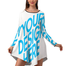Lade das Bild in den Galerie-Viewer, Damen Einzigartiges Design Unregelmäßig geschnittenes Langarmkleid NZ013 selbst gestalten und bedrucken
