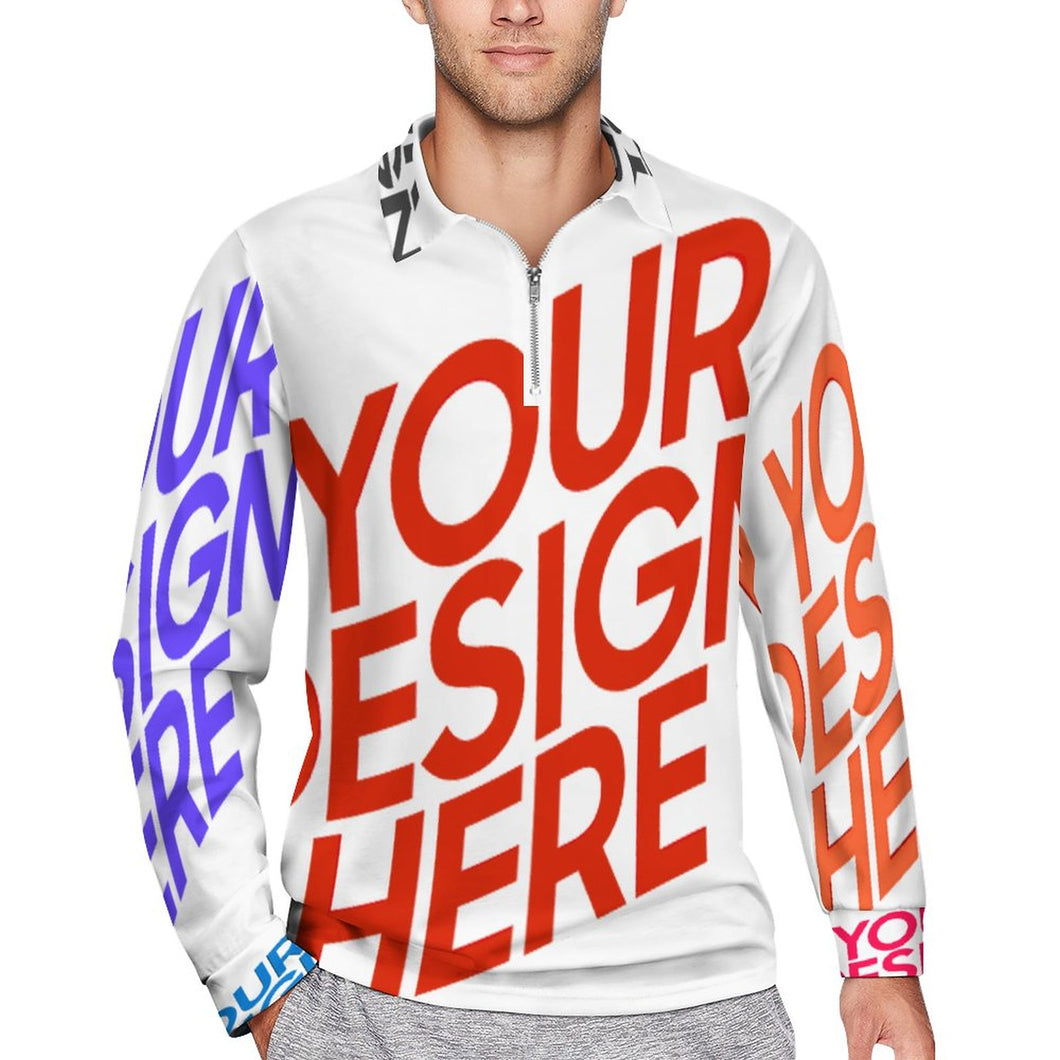 Multi-Image-Design Herren Langarm Poloshirt mit Strickkragen RL mit Ihrem Design Motiv Foto Text selbst gestalten und bedrucken