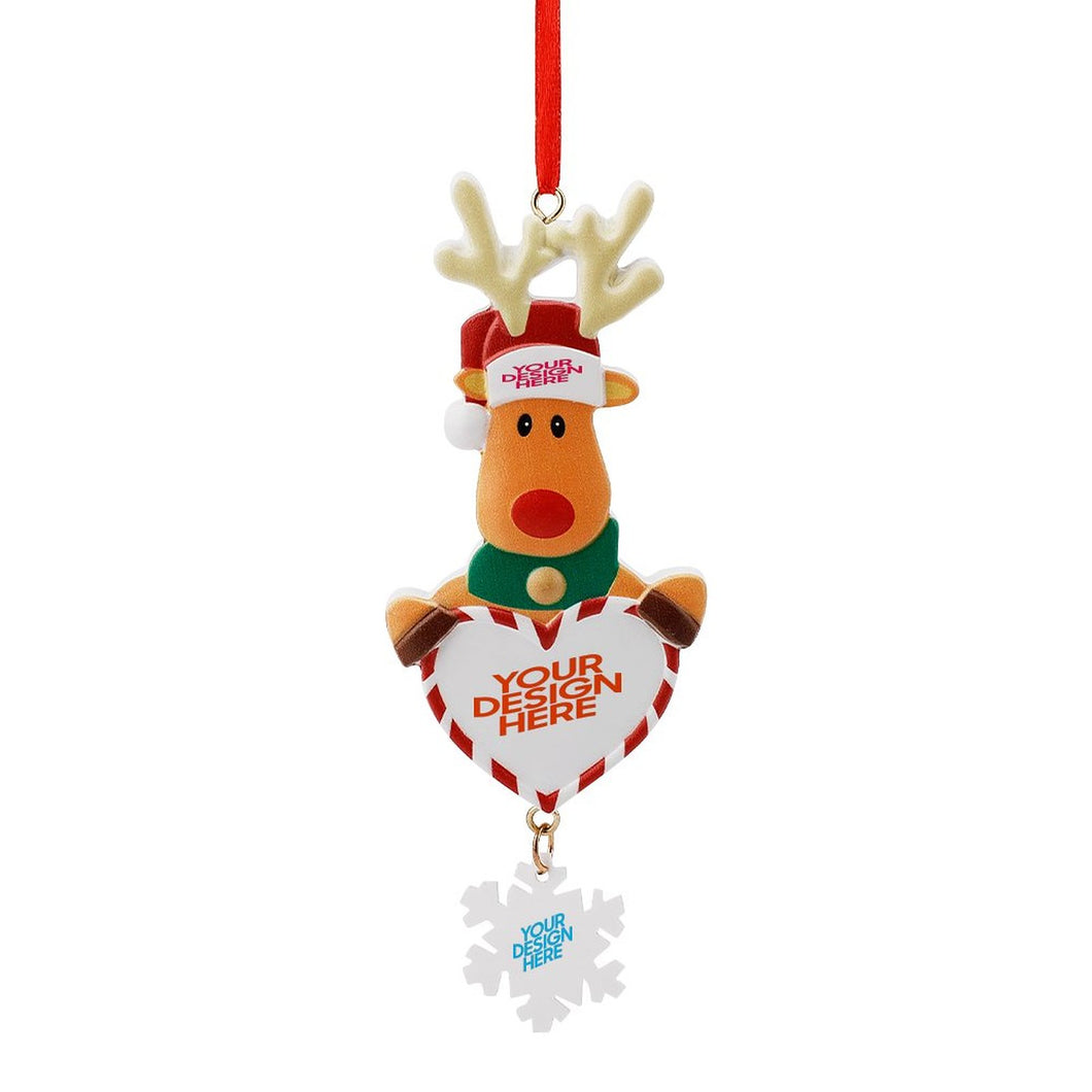 Elch Weihnachtsschmuck Anhänger Christbaumschmuck aus Harz mit Foto Text selbst gestalten und bedrucken