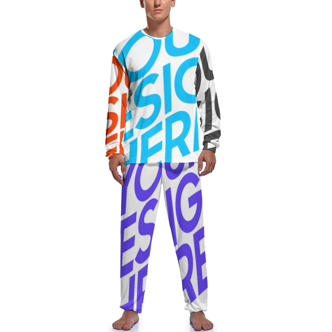 Personalisierter Multi-Image-Druck Herren Schlafanzug Pajama JJ1201 in langer Form 2-tlg. mit Fotos Muster Text Logo selbst gestalten und bedrucken