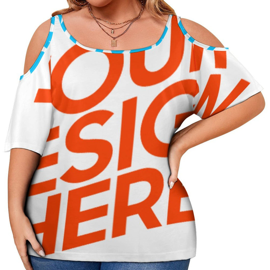 Multi-Image-Design Allover-Druck Große Größen Sexy Schulterfreie TShirt Off Shoulder T-Shirt AVT Damen / Frauen selbst gestalten und bedrucken