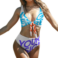 Lade das Bild in den Galerie-Viewer, Multi-Image-Druck Push-Up Triangle Bikini Set mit Zierschleife Damen 2 teilig Bk2079 mit Fotos Muster Text Logo selbst gestalten und bedrucken
