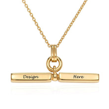 Lade das Bild in den Galerie-Viewer, Super T bar Kette X0050 in Sterling Silber mit Gravur mit 18K Gold Roségold Vergoldung Länge verstellbar selbst gestalten
