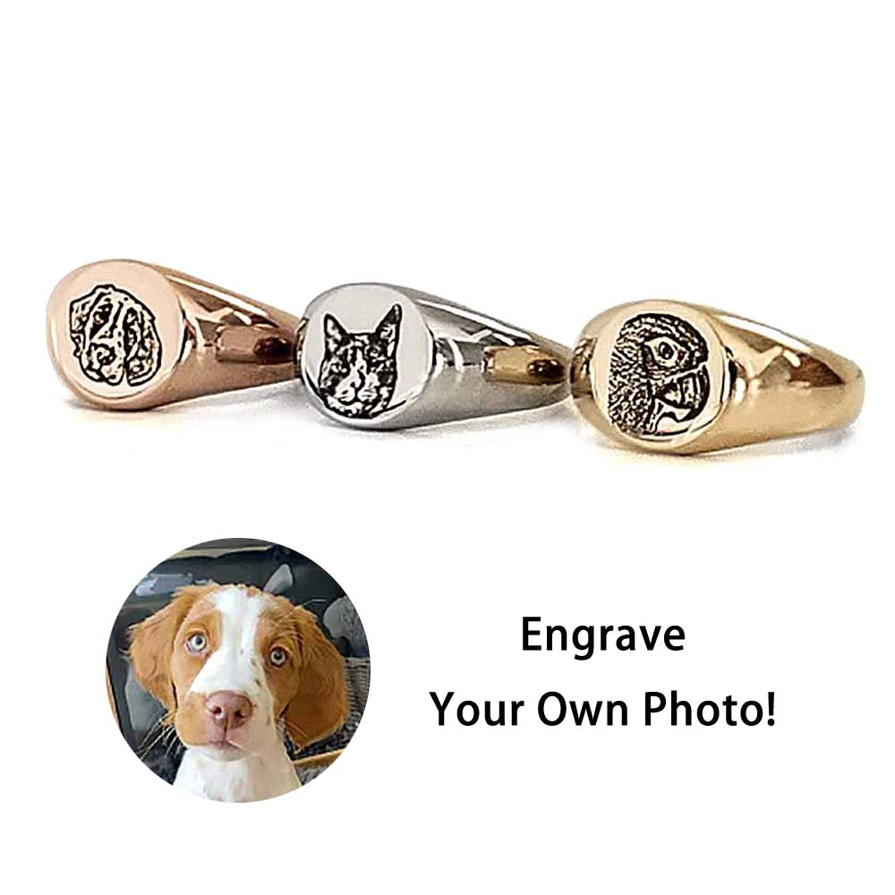 Personalisierter Haustier Porträt Kupfer Ring mit Tier-Foto Gravur selbst gestalten