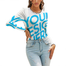 Lade das Bild in den Galerie-Viewer, Basic Langarm-Shirt komfortabler Pullover mit Mesh-Einsatz am Ausschnitt Longsleeve NZ140 - Damen / Frauen - selbst gestalten und bedrucken
