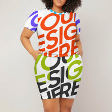 Lade das Bild in den Galerie-Viewer, Multi-Image-Design Allover-Druck Große Größen kurzärmeliges TShirt mit Shorts Set Trainingsanzug NTZ für Damen / Frauen selbst gestalten und bedrucken
