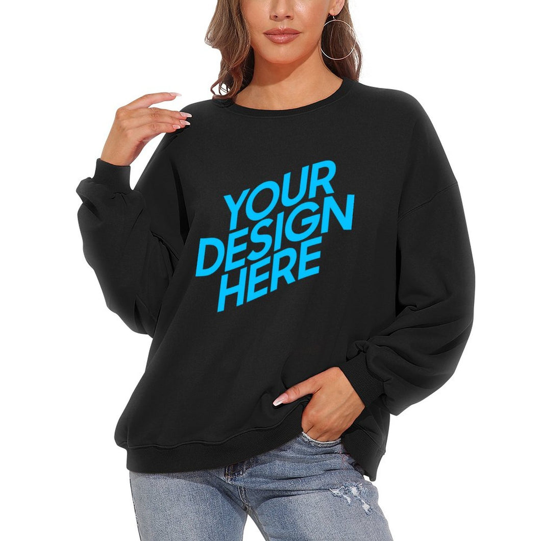 Dicker Rundhalspullover Sweatshirts mit Puffärmel Vorderdruck D85 für Damen Frauen mit Foto selbst gestalten und bedrucken