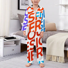 Lade das Bild in den Galerie-Viewer, Multi-Image-Design Jungen Mädchen Kinder Pyjama langarm Schlafanzug zum knöpfen 2 tlg. mit Foto Design Motiv Text selbst gestalten und bedrucken in Karo Optik mit Knopfleiste
