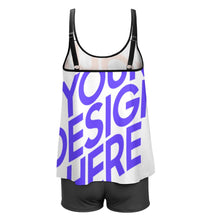 Lade das Bild in den Galerie-Viewer, Multi-Image-Druck Damen / Frauen Badeanzug Set Tankini Top mit Hose in bauchbedeckender Form QZ6072 mit Fotos Muster Text Logo selbst gestalten und bedrucken
