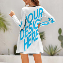 Lade das Bild in den Galerie-Viewer, Wunderschönes NZ015 Kleid mit rundem Ausschnitt mit vollem Arm für Damen / Frauen selbst gestalten und bedrucken
