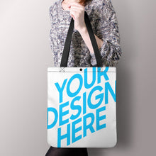Lade das Bild in den Galerie-Viewer, Vertikale Version Beidseitiger Voll Druck Boutique Handtasche Umhängetasche Strandtasche Schultertasche mit Fotos Muster Text Logo selbst gestalten und bedrucken
