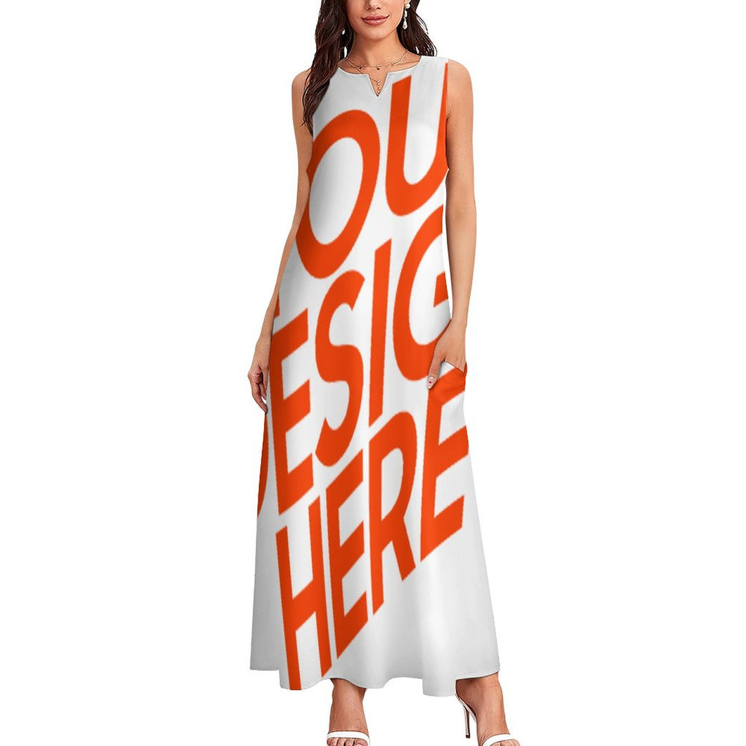 Multi-Image-Druck Große Größen Damen / Frauen Maxikleid Lang Kleid ärmellos GQ mit Fotos Muster Text Logo selbst gestalten und bedrucken