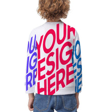 Lade das Bild in den Galerie-Viewer, Langarm Sweatshirt Pullover mit Rundhalsausschnitt für Kinder Mädchen Jungen mit Foto Text selbst gestalten und bedrucken
