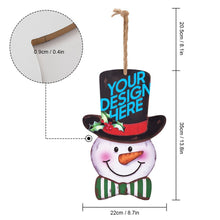 Lade das Bild in den Galerie-Viewer, Weihnachtsschneemann Holzschild Ornament, Weihachtsbaumaufhänger mit Foto Text selbst gestalten und bedrucken
