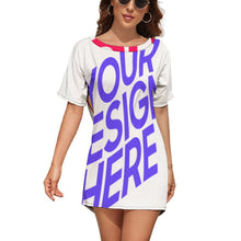 Lade das Bild in den Galerie-Viewer, Damen / Frauen Multi-Image-Design T Shirt Kleid Shirtkleid Sommerkleid NZ023 mit Ihrem Design Motiv Foto Text selbst gestalten und bedrucken
