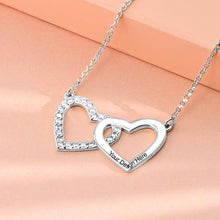 Lade das Bild in den Galerie-Viewer, Sterling Silber Halskette mit Doppelherz Diamant Anhänger mit Wunschgravur X0093 mit 18K Gold Roségold Vergoldung Länge verstellbar selbst gestalten
