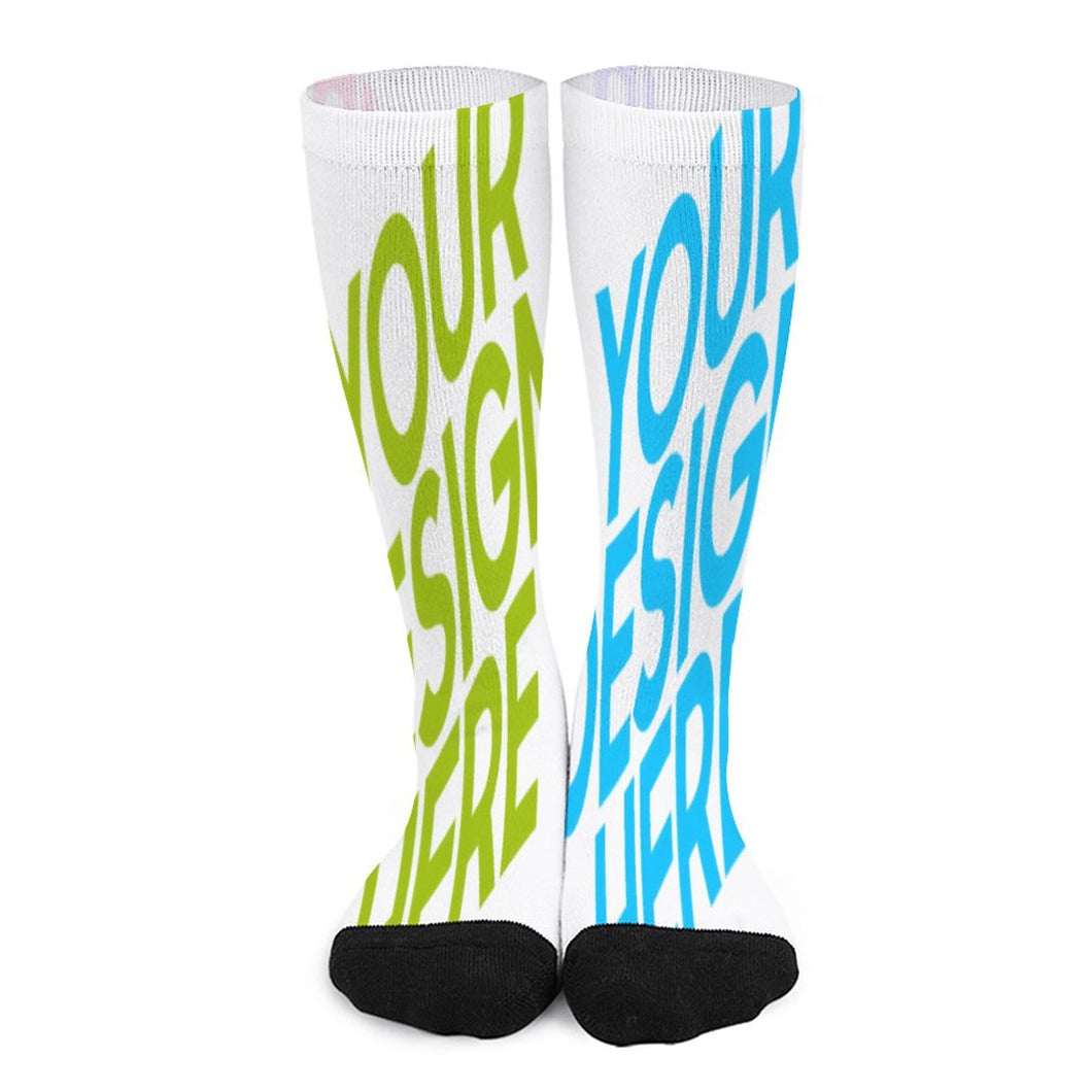 Multi-Image-Design Socken lang Damen Herren mit Ihrem Design Motiv und Foto selbst gestalten und bedrucken (Zehen und Fersen schwarz)