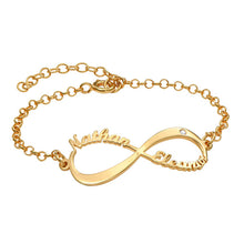 Lade das Bild in den Galerie-Viewer, Infinity-Armband &quot;Special Shaped Letter&quot; Armkette mit Anhänger mit Namen Gravur mit 18K Gold Roségold Vergoldung selbst gestalten
