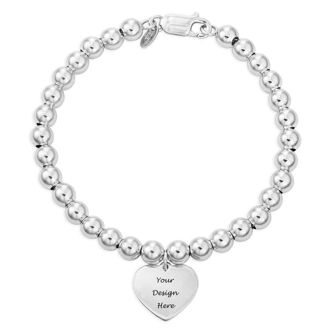 Beads Armband mit personalisierten Tag Herz S0018 aus Sterlingsilber mit Gravur selbst gestalten