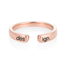 Lade das Bild in den Galerie-Viewer, Personalisierter Damen Open Ring Offene Ringe J0029 mit Wunschgravur mit 18K Gold Roségold Vergoldung selbst gestalten
