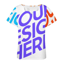 Lade das Bild in den Galerie-Viewer, Multi-Image-Druck Vollprint Tshirt Damen mit wellenförmigem Ausschnitt BBT mit Foto Muster Text Logo selbst gestalten und bedrucken
