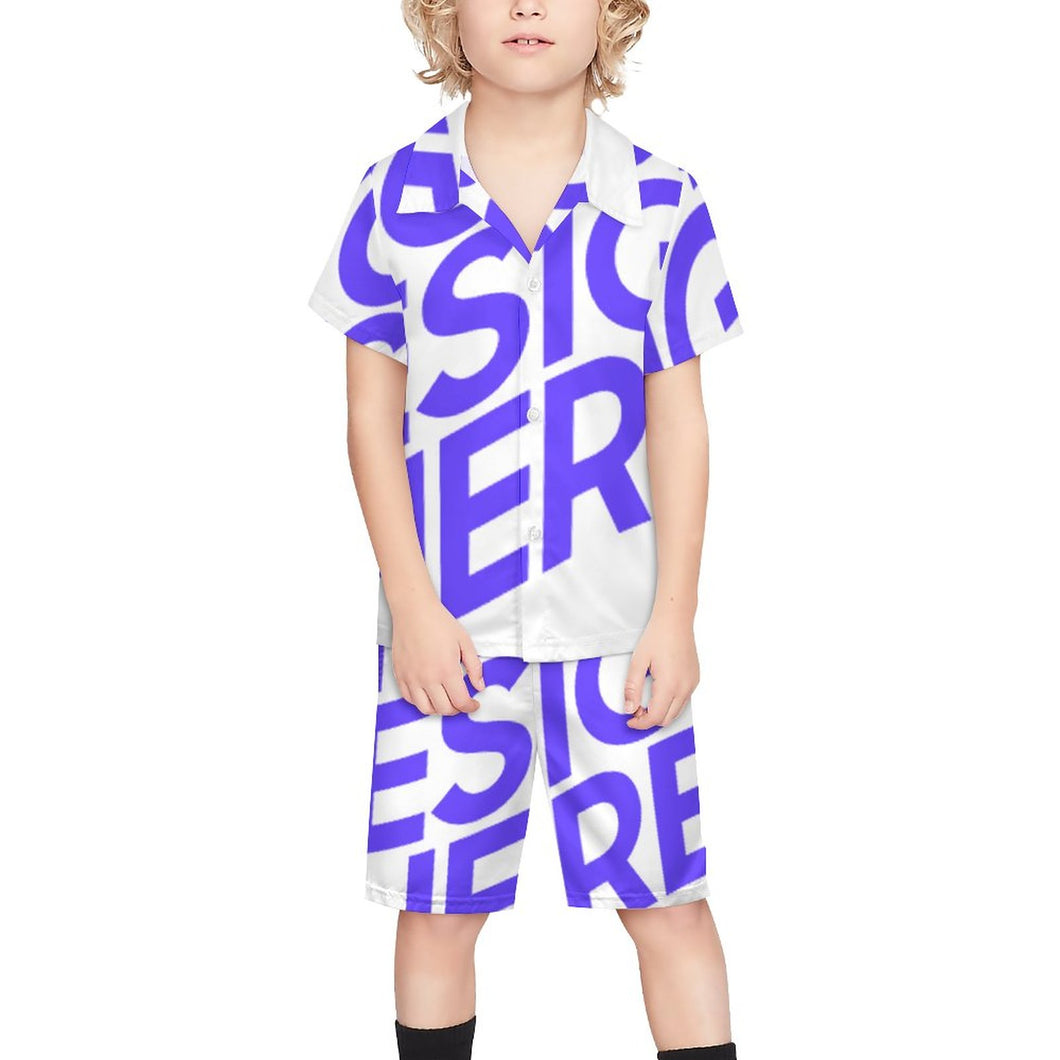 Einzelbild-Design Kinder Jungen Kurzärmeliges Shirt & Shorts Strand Set (2-tlg) A27TZ mit Foto Design Motiv Text selbst gestalten und bedrucken