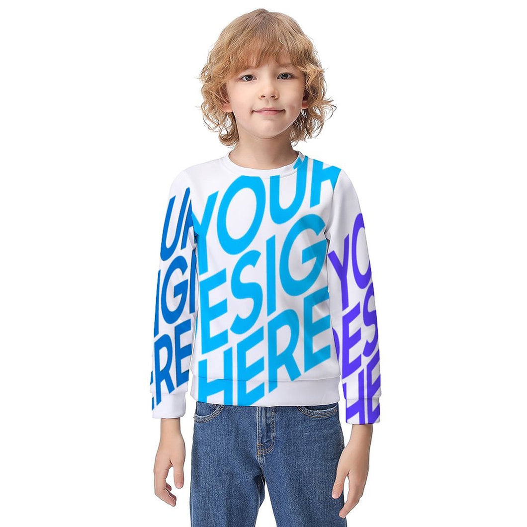Langarm Sweatshirt Pullover mit Rundhalsausschnitt für Kinder Mädchen Jungen mit Foto Text selbst gestalten und bedrucken