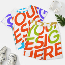 Lade das Bild in den Galerie-Viewer, Multi-Image-Design Allover-Druck Große Größen kurzärmeliges TShirt mit Shorts Set Trainingsanzug NTZ für Damen / Frauen selbst gestalten und bedrucken
