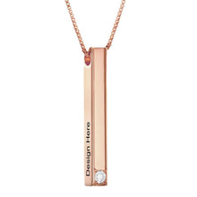 Lade das Bild in den Galerie-Viewer, Dreidimensionale Barrenkette Gold- / Rosévergoldetes 925er Sterling Silber / Kupfer und Labor-gefertigtem Zirkonia mit Namen Gravur selbst gestalten
