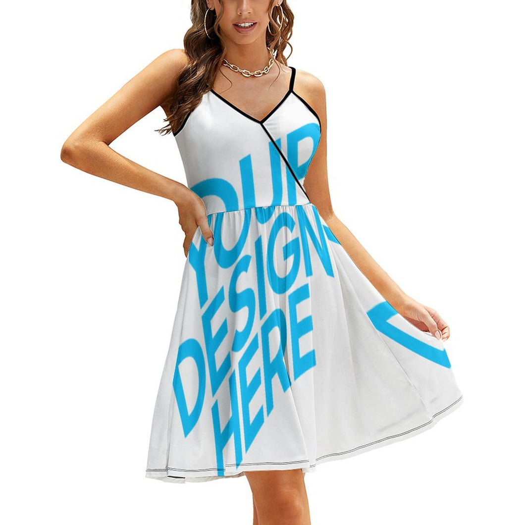Sling-Kleid, Kleid mit V-Ausschnitt Ärmelloses Kleid NZ016 für Damen Frauen mit Foto Text selbst gestalten und bedrucken