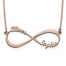 Lade das Bild in den Galerie-Viewer, Personalisierte Infinity Unendlichkeits Namenskette X0089 mit 18K Gold Roségold Vergoldung selbst gestalten
