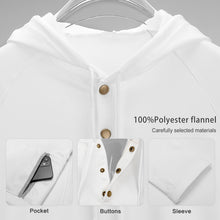 Lade das Bild in den Galerie-Viewer, Kapuzenpullover Sweatshirt Hoodie QH mit Knöpfen für Damen Frauen mit Foto selbst gestalten und bedrucken
