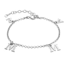 Lade das Bild in den Galerie-Viewer, Buchstaben Charm - Armband S0016 für Damen / Herren aus Sterlingsilber mit Gravur selbst gestalten
