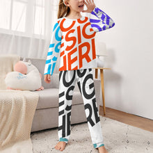 Lade das Bild in den Galerie-Viewer, Multi-Image-Druck Voll Druck Schlafanzug Pyjama Kinder Mädchen JTZ in langer Form mit Fotos Muster Text Logo selbst gestalten und bedrucken
