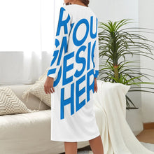 Lade das Bild in den Galerie-Viewer, Elegantes Damen Nachthemd Sleepshirt Nachtwäsche mit Rundhalsausschnitt Langen Armen AEQ für Damen Frauen mit Foto Muster Text selbst gestalten und bedrucken
