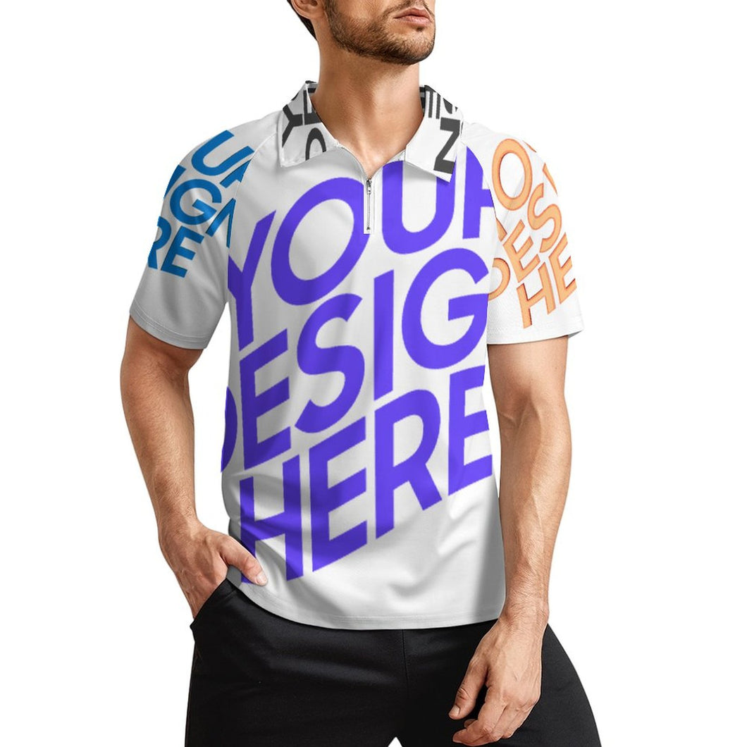 Multi-Image-Design Männer Herren Kurzarm Poloshirt Funktionsshirt Sport ultraleicht mit Zipp LTPL20 mit Ihrem Design Foto Motiv Text selbst gestalten und bedrucken