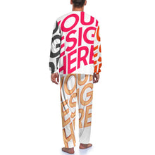 Lade das Bild in den Galerie-Viewer, Personalisierter Multi-Image-Druck Herren Schlafanzug Pajama JJ1201 in langer Form 2-tlg. mit Fotos Muster Text Logo selbst gestalten und bedrucken
